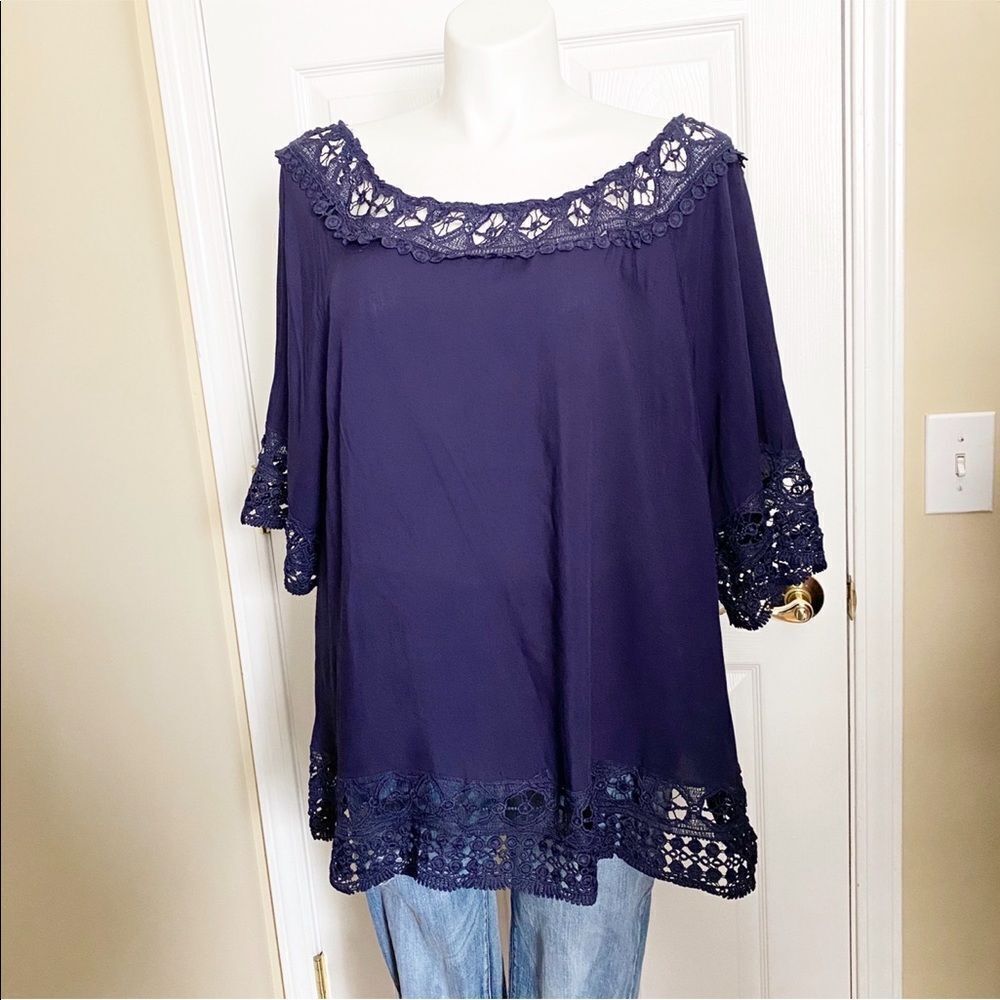 Collette Boho Crochet Off Shoulder Top